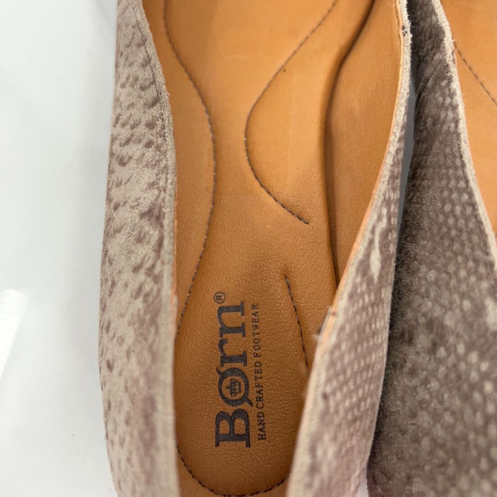 Born Women's Adour Flats Size 7.5 Ballet Shoe Brown Tan Leather Snakeskin Comfy - Picture 10 of 14